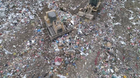 Aerial drone view of large garbage landfill Stock Footage 125271178