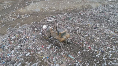 Aerial drone view of large garbage landfill Stock Footage 125271323