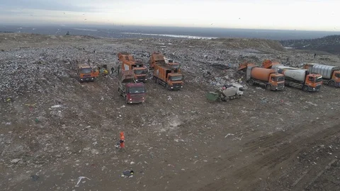 Aerial drone view of large garbage landfill Stock Footage 125271429
