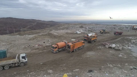 Aerial drone view of large garbage landfill Stock Footage 125271487