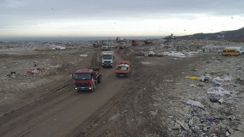 Aerial drone view of large garbage landfill Stock Footage 125271550