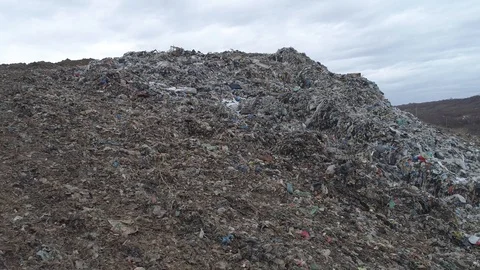 Aerial drone view of large garbage landfill Stock Footage 125271685