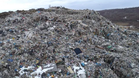 Aerial drone view of large garbage landfill Stock Footage 125271899