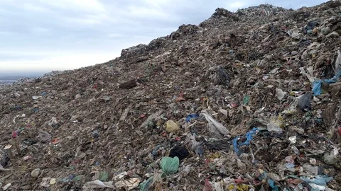 Aerial drone view of large garbage landfill Stock Footage 125272067