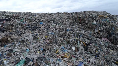 Aerial drone view of large garbage landfill Stock Footage 125272118