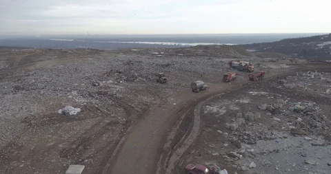 Aerial drone view of large garbage landfill Stock Footage 125272159