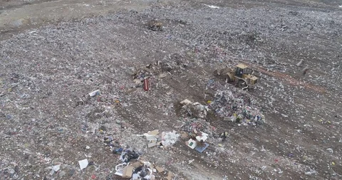 Aerial drone view of large garbage landfill Stock Footage 125272198