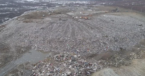 Aerial drone view of large garbage landfill Stock Footage 125272254
