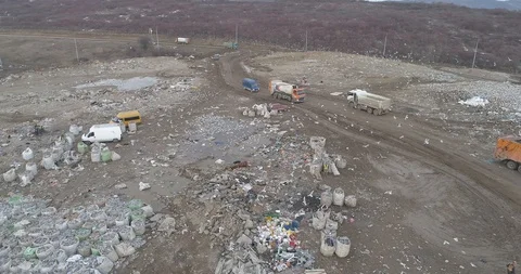 Aerial drone view of large garbage landfill Stock Footage 125272369