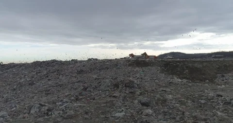 Aerial drone view of large garbage landfill Stock Footage 125272417