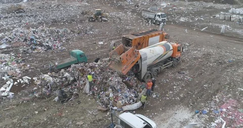 Aerial drone view of large garbage landfill Stock Footage 125272490