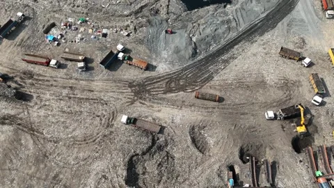 Aerial Drone View of Large Garbage Landfill Site in Delhi India Stock Footage 334236260