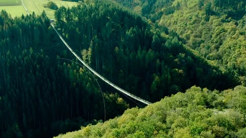 Aerial Drone View of a large hanging suspension bridge in spring 動画素材 122379246