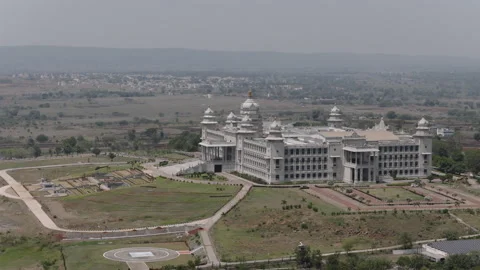 Aerial Drone View of Large Institutional Building Complex in India Stock Footage 334913184