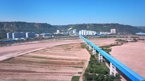 Aerial drone view of large mining and quarry installation at the mines xianyang Stock Footage 325144318