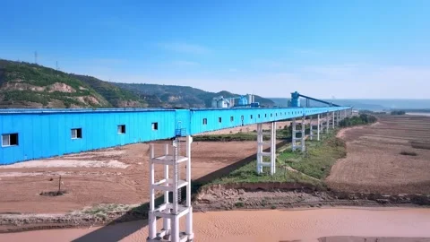 Aerial drone view of large mining and quarry installation at the mines xianyang Stock Footage 325144787
