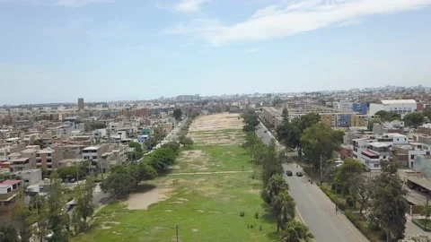 Aerial drone view of a large park with a lot of green vegetation Stock Footage 150293593