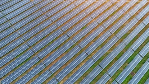 Aerial drone view of a large solar farm. Stock Footage 334315225