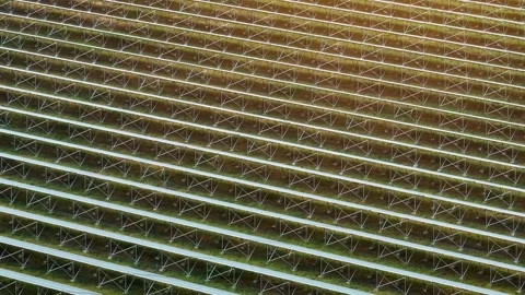 Aerial drone view of a large solar farm. Stock Footage 334315353