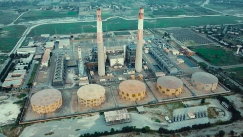 Aerial Drone View of Large Thermal Power Plant Stock Footage 344409217