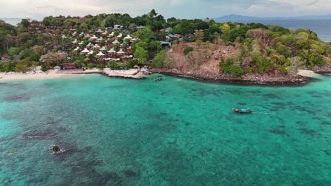 Aerial Drone View of Long Beach, Koh Phi Phi, Thailand Video stock 347290900