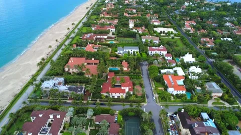 Aerial Drone View of Luxury Oceanfront Homes on the Florida Coast Stock Footage 339073850