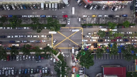 Aerial drone view of Macallum intersection and parked cars Видео 332200236