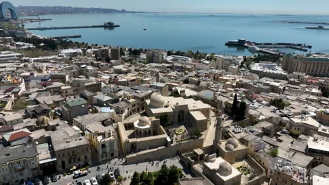 Aerial Drone View of Maiden Tower and Old City (Icherisheher) Stock Footage 337713100