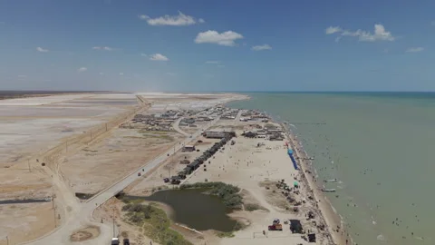 Aerial Drone View of Manaure Beach in Guajira, Colombia Stockbeeldmateriaal 333302032