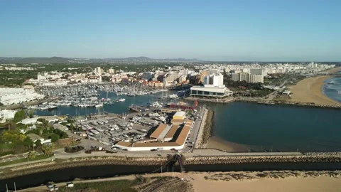 Aerial drone view of Marina De Vilamoura Stock Footage 167881650