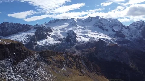 Aerial Drone View of Marmolada Glacier in the Dolomites, Italy Stock Footage 325993672