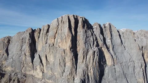 Aerial Drone View of Marmolada Mountain Massive Cliffs, Dolomites, Italy Stock Footage 326204348