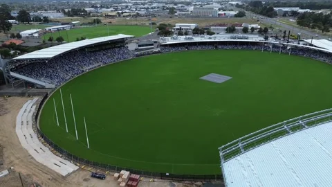 Aerial drone view of Mars Stadium Stock Footage 332749607