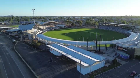 Aerial drone view of Mars Stadium Stock Footage 332749686