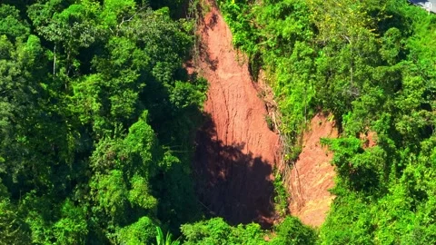 Aerial drone view of a massive landslide. Stock Footage 320040642