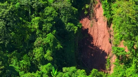 Aerial drone view of a massive landslide. Stock Footage 320040647