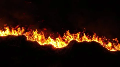 Aerial drone view of a massive wildfire at night. Stock-Footage 333620130