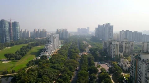 Aerial Drone View of a Mega project Site in Noida city Stock Footage 301072886