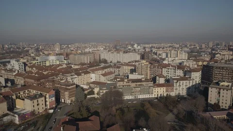 Aerial drone view Milan skyline and boulevard Stock Footage 90351453