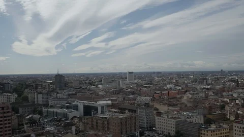 Aerial drone view Milan skyline and boulevard Stock Footage 123779661