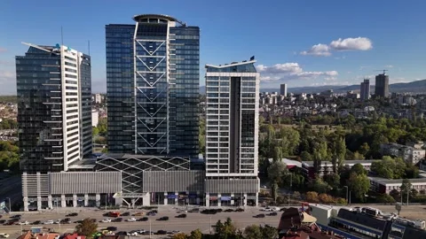 Aerial drone view of Millennium Centre in Sofia, Bulgaria Video stock 318853783