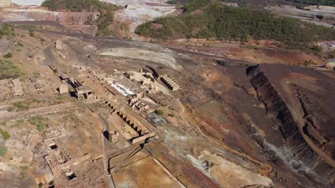 Aerial drone view of Mining activity in Minas de Riotinto in Spain. Stock Footage 221514113