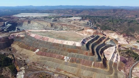 Aerial drone view of Mining activity. Apocalypse scenery. Earth destruction Stock Footage 221581274