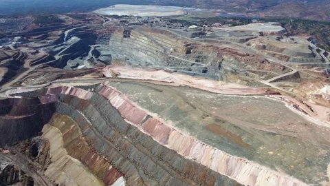 Aerial drone view of Mining activity. Apocalypse scenery. Earth destruction Stock Footage 221581361