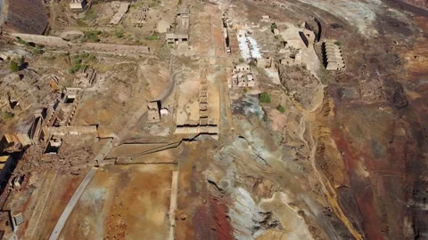 Aerial drone view of Mining activity. Apocalypse scenery. Earth destruction Stock Footage 221581515
