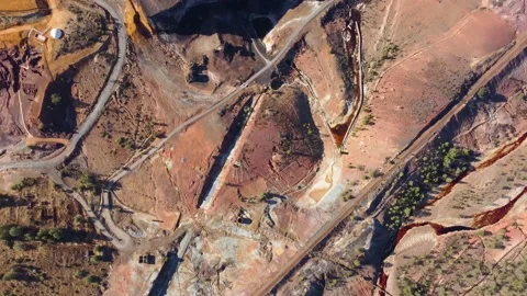 Aerial drone view of Mining activity. Apocalypse scenery. Earth destruction Stock Footage 221581533