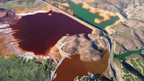 Aerial drone view of Mining activity. Apocalypse scenery. Earth destruction Stock Footage 221581681