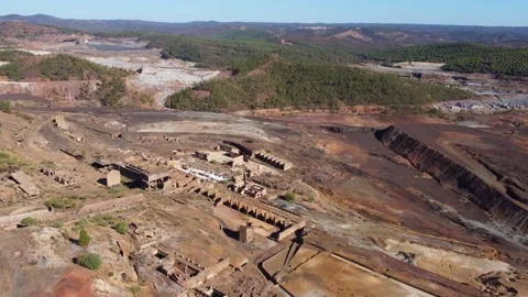 Aerial drone view of Mining activity. Apocalypse scenery. Earth destruction Stock Footage 221656469