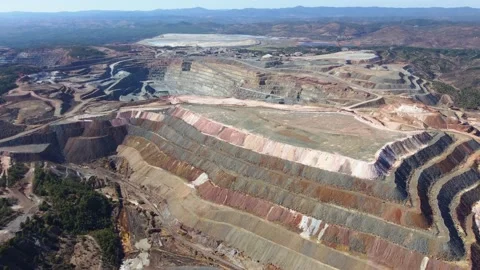 Aerial drone view of Mining activity. Apocalypse scenery. Earth destruction Stock Footage 221826900