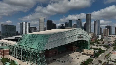 Aerial View Of Minute Maid Park And Houston Skyline Stock Photo